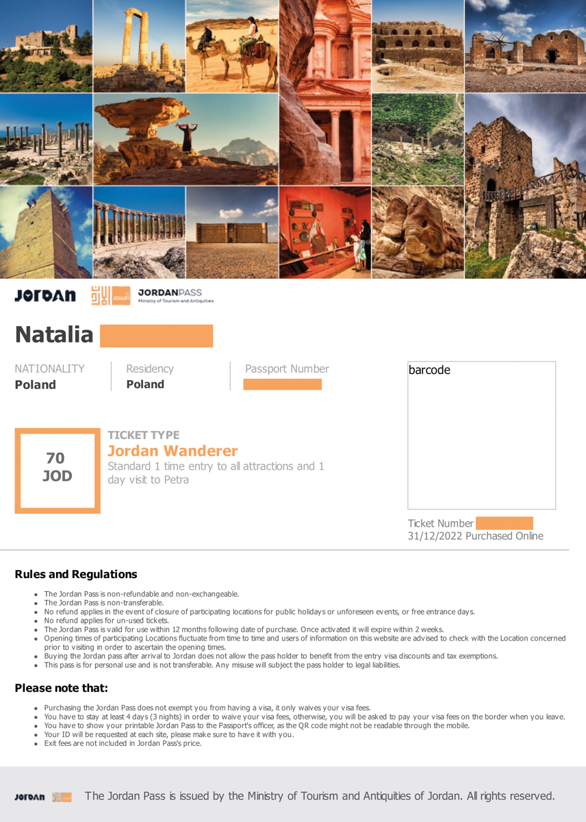 bilet Jordan Pass